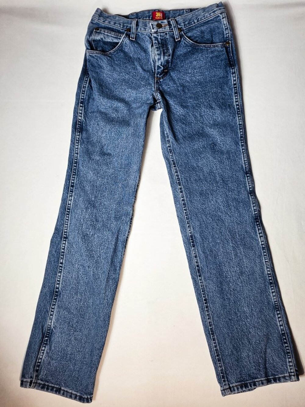 Wranglers Blue Jeans Vintage 36 MWZ Slim Fit Cowboy Cut HeavyWeight 30x32